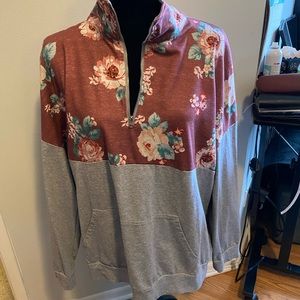 Floral Quarter Zip pullover